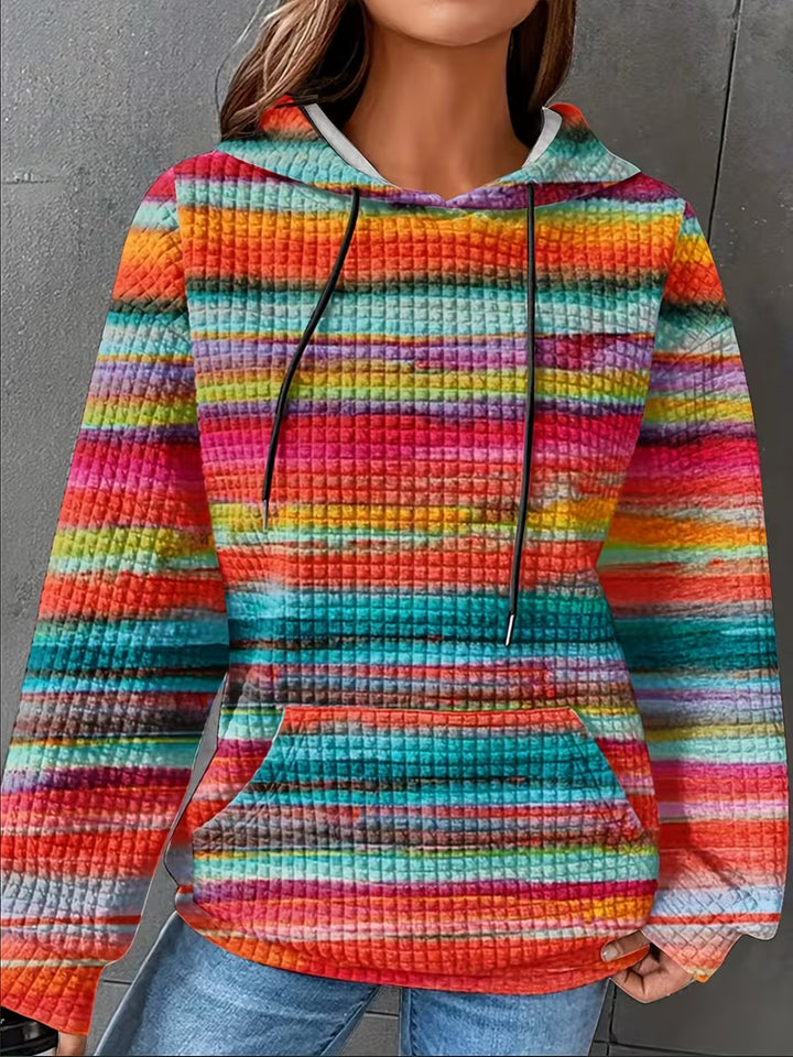 Leoiza - Rainbow Print Hooded Sweatshirt