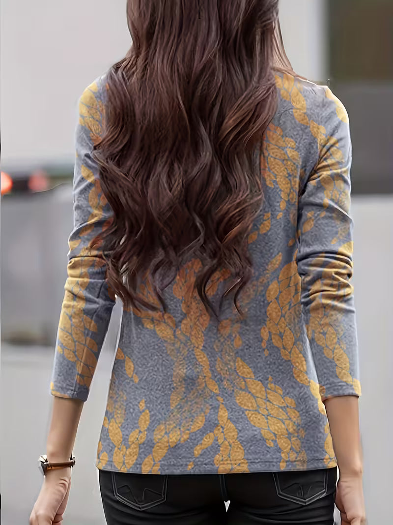 Zunni - Floral Print Mock Neck Top