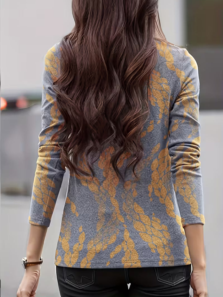 Zunni - Floral Print Mock Neck Top