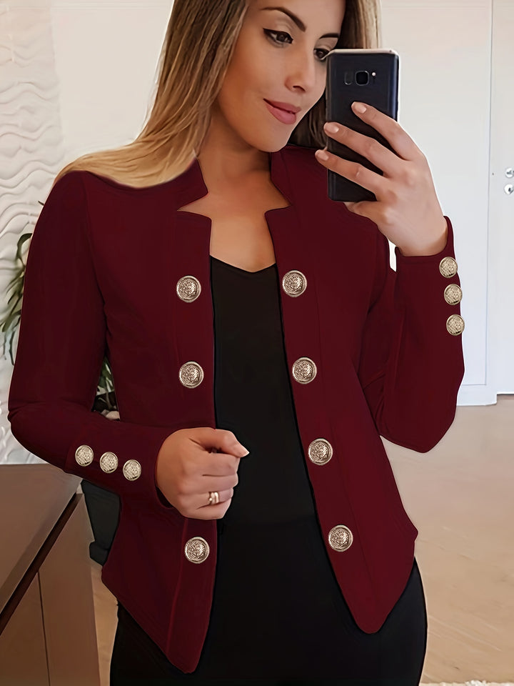 Raakel - Front Double Breasted Cuff Long Sleeve Blazer