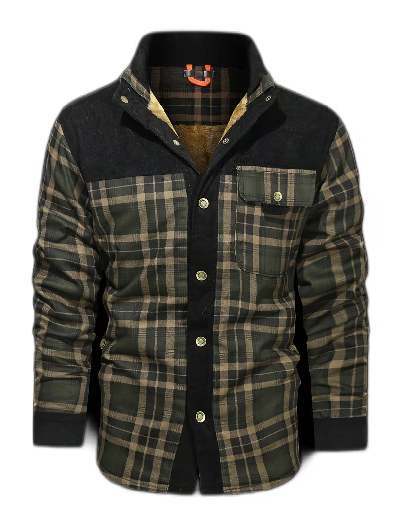 Kerrik - Plush Lined Lapel Plaid Jacket