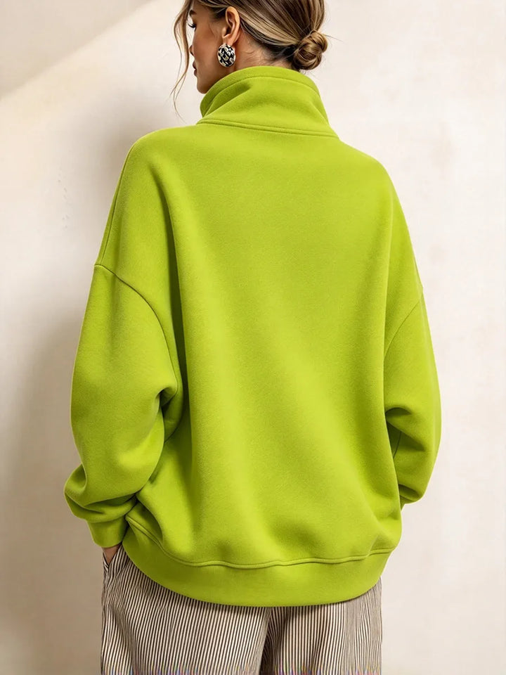 Lyona - Modern Asymmetric High-Neck Sweatshirt
