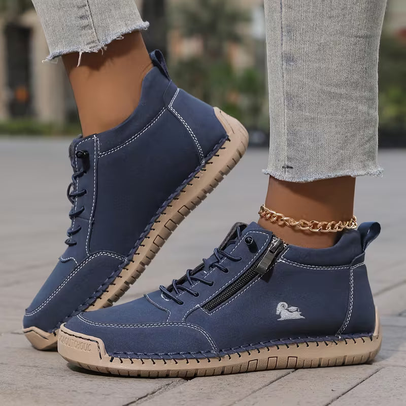Schreiner - Lace-Up Zip Sneakers with Contrast Stitching