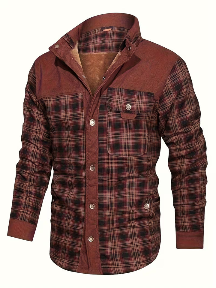 Kerrik - Plush Lined Lapel Plaid Jacket