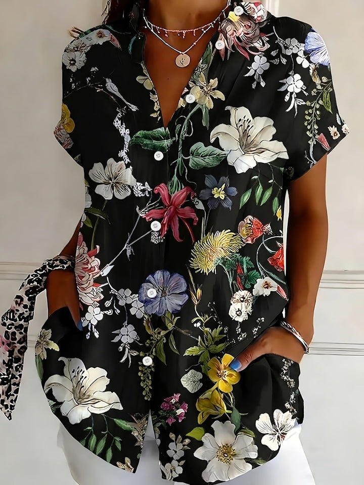 Nabilah - Casual Short Sleeve Top With Floral Print
