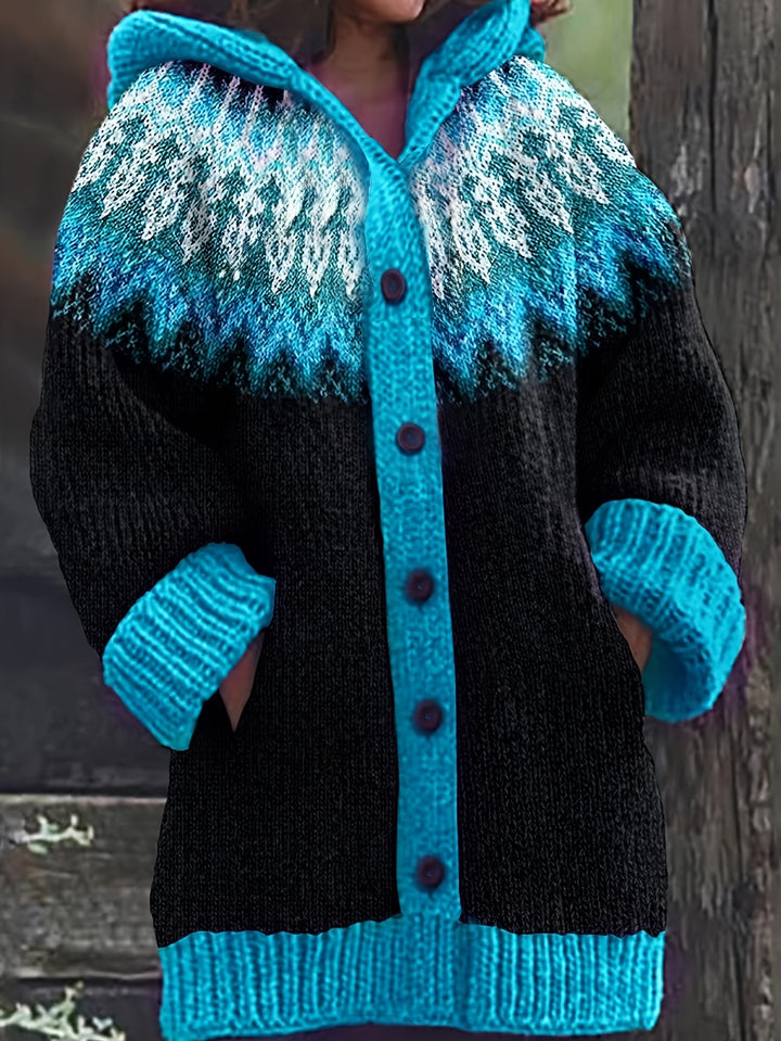 Gulnur - Elegant Long Sleeve Winter Hooded Sweater