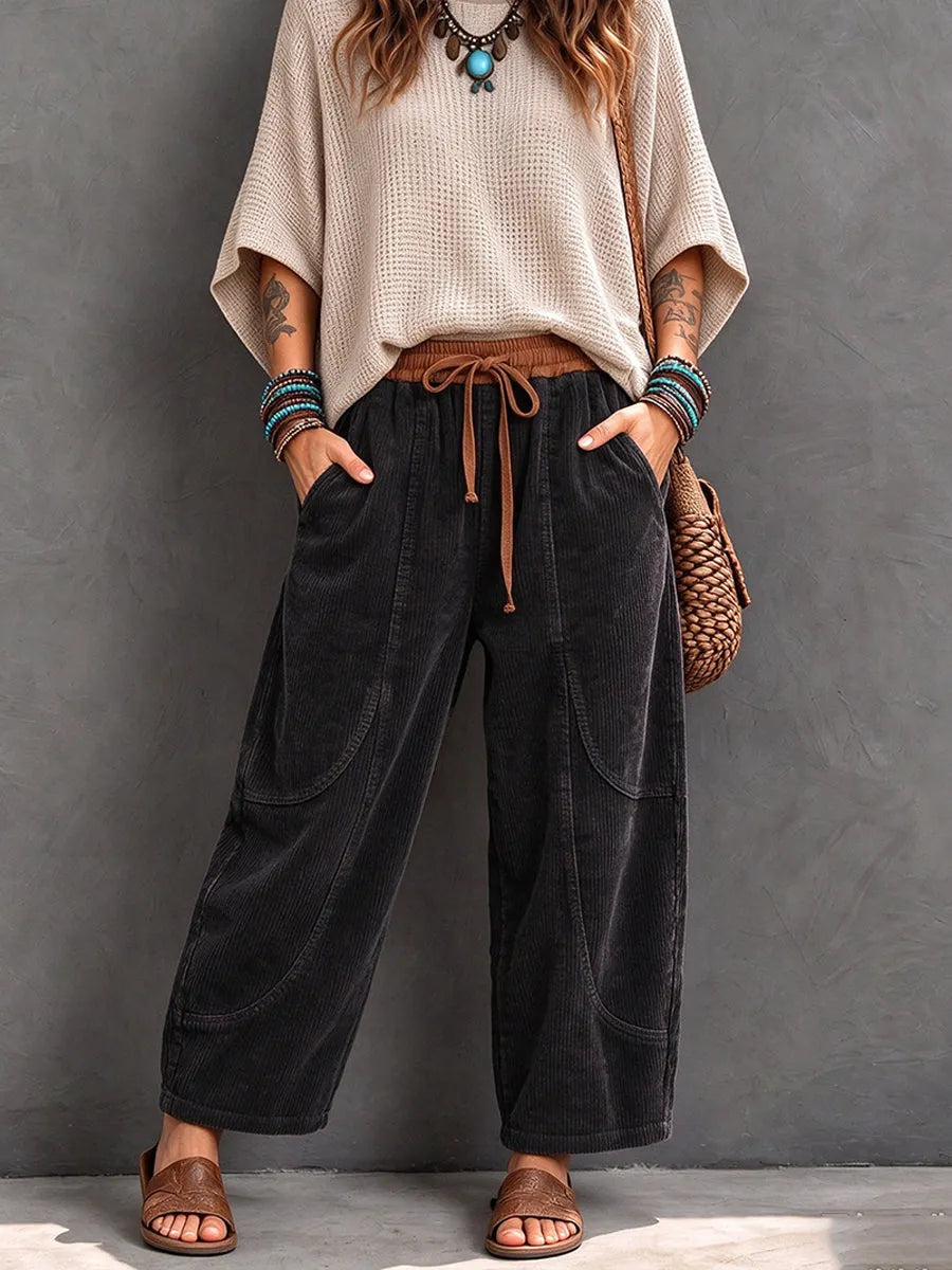 Karisma - Casual Corduroy Pants With Elastic Waist