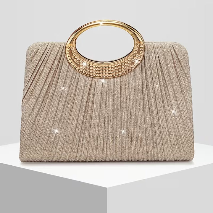 Lizzana - Shiny Round Ring Pleated Handbag