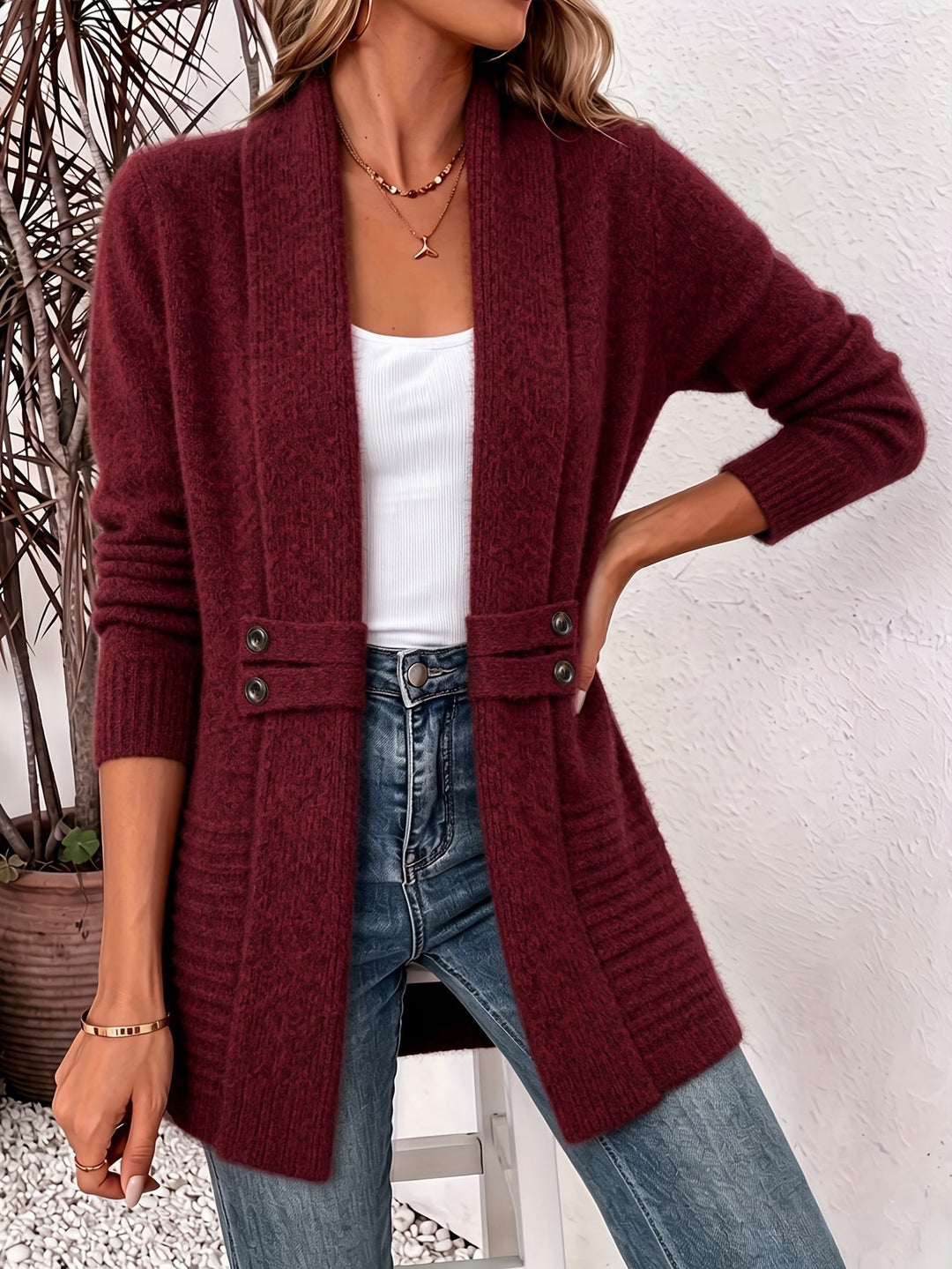 Linsey - Elegant Cardigan With Open Front
