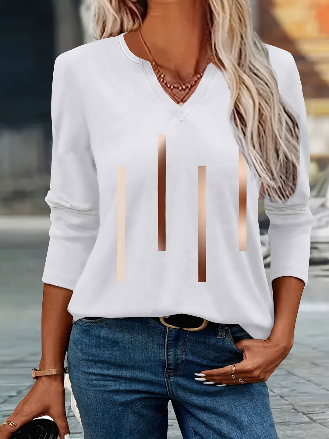 Ziqian - Elegant Long Sleeve Printed Shirt
