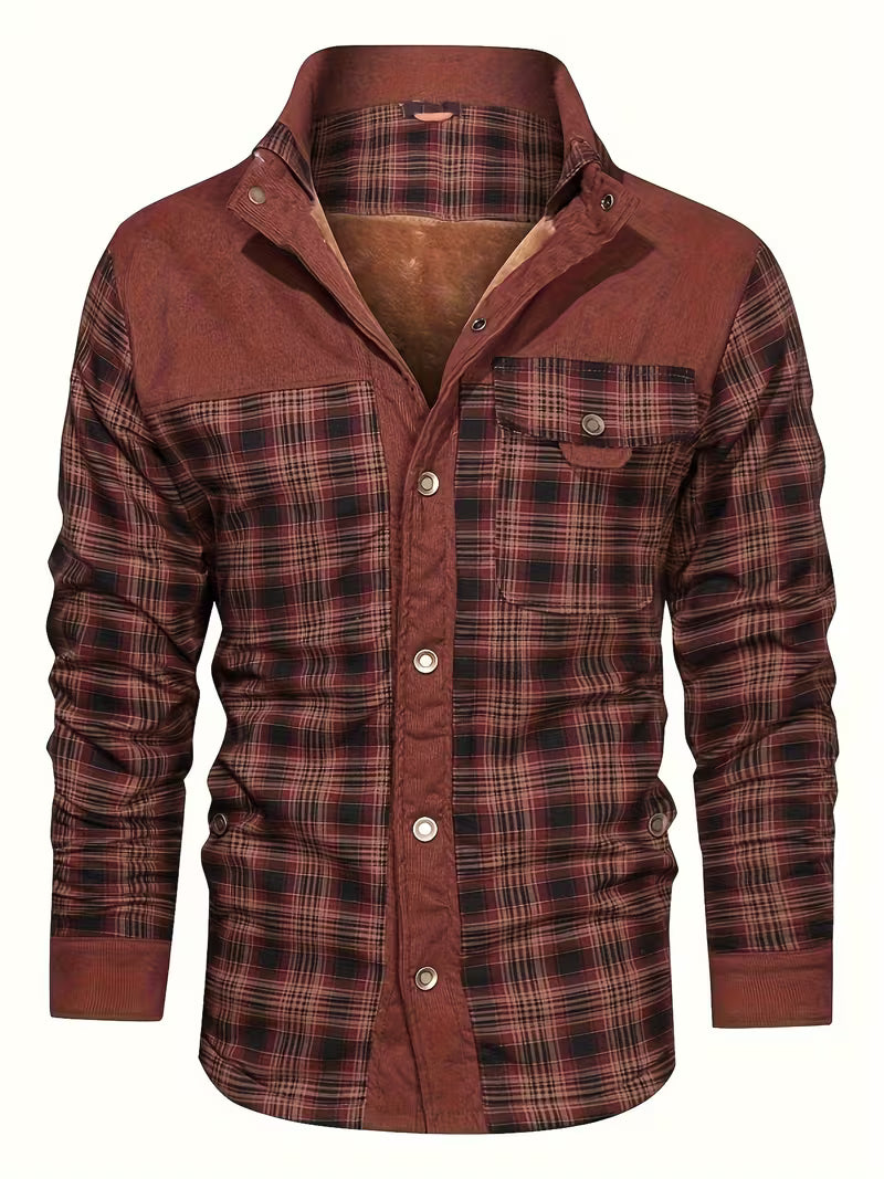 Kerrik - Plush Lined Lapel Plaid Jacket