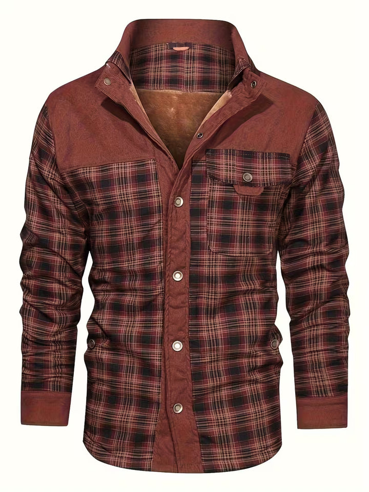 Kerrik - Plush Lined Lapel Plaid Jacket