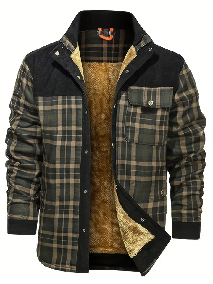 Kerrik - Plush Lined Lapel Plaid Jacket