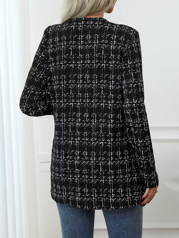 Zikana - Plaid Open Front Longline Jacket