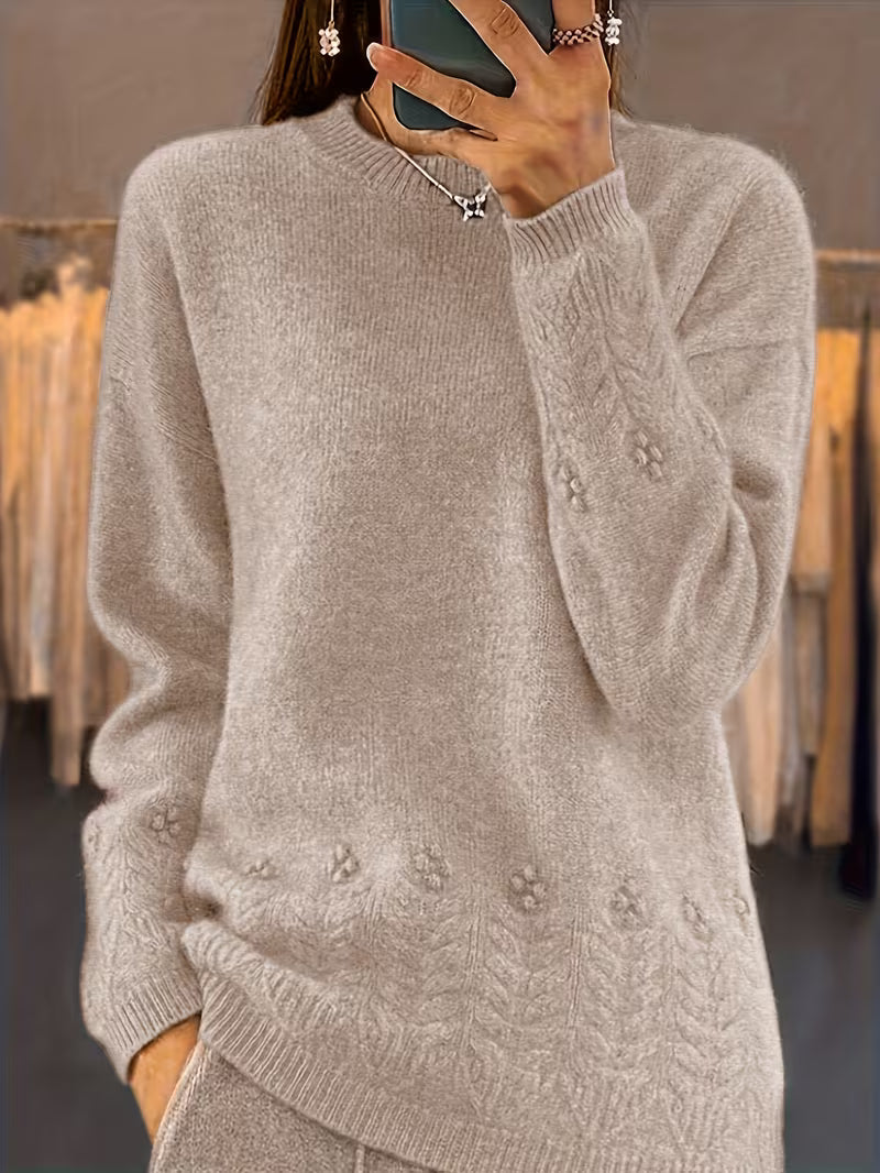 Ghizala - Floral Knit Crewneck Sweater
