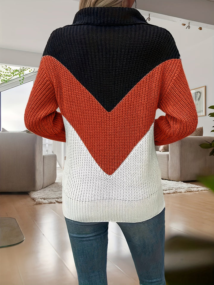 Fagina - Elegant Knitted Sweater with Half Zip