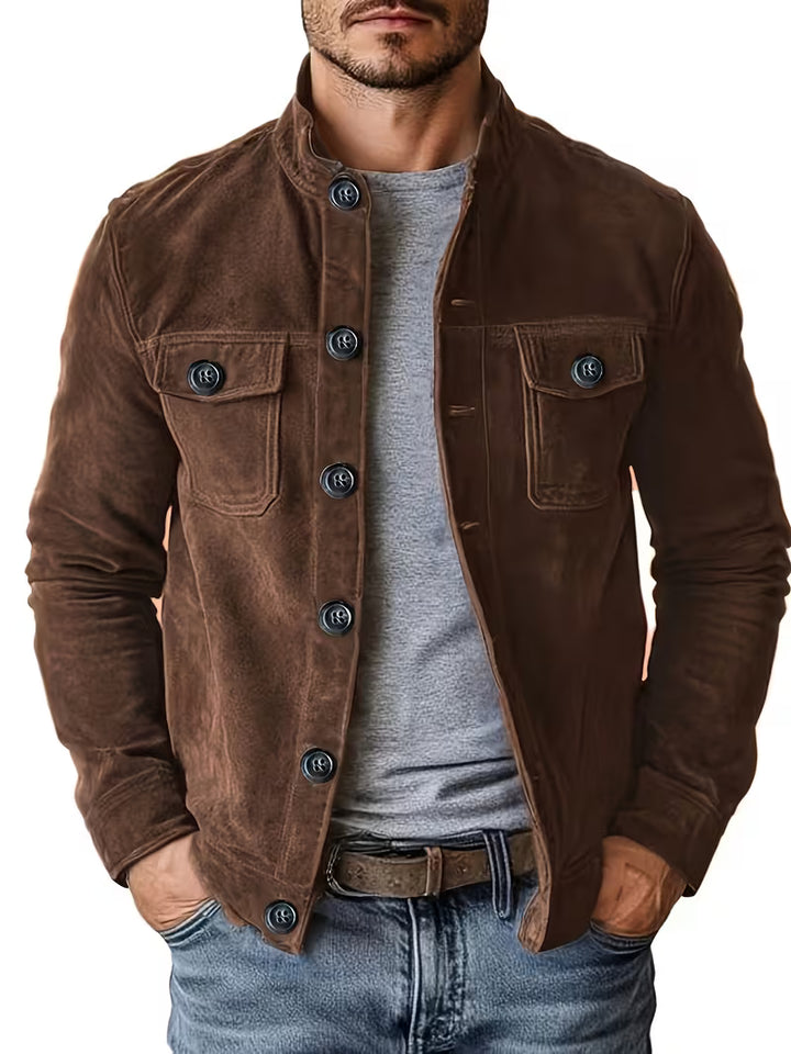 Jelil - Suede Jacket With Dual Front Pockets