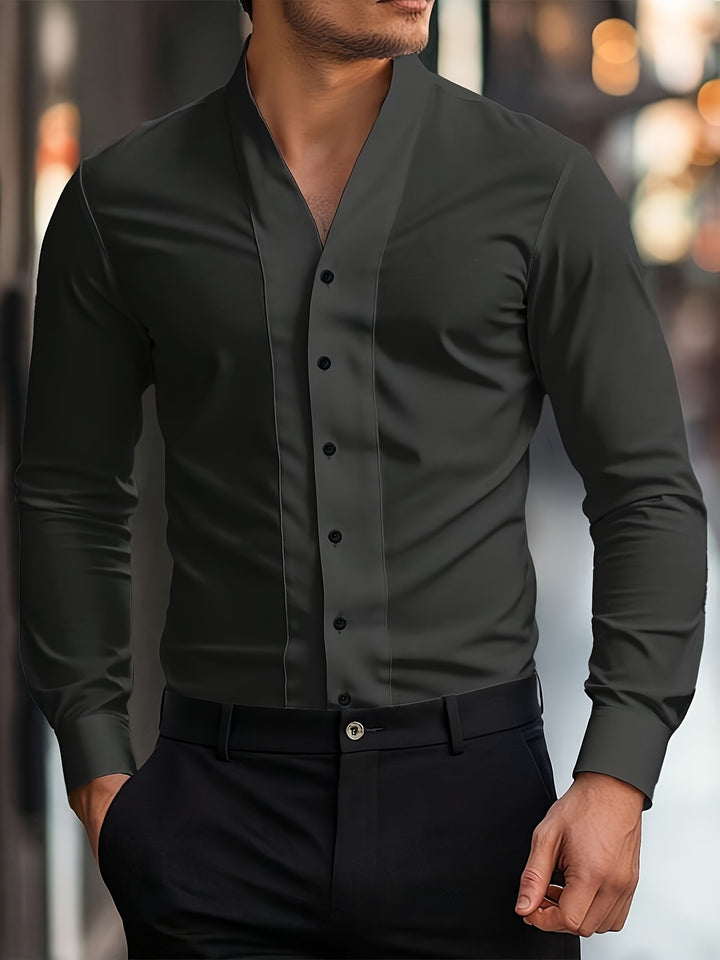 Almasbek - Slim Fit Long Sleeved V-Neck Shirt