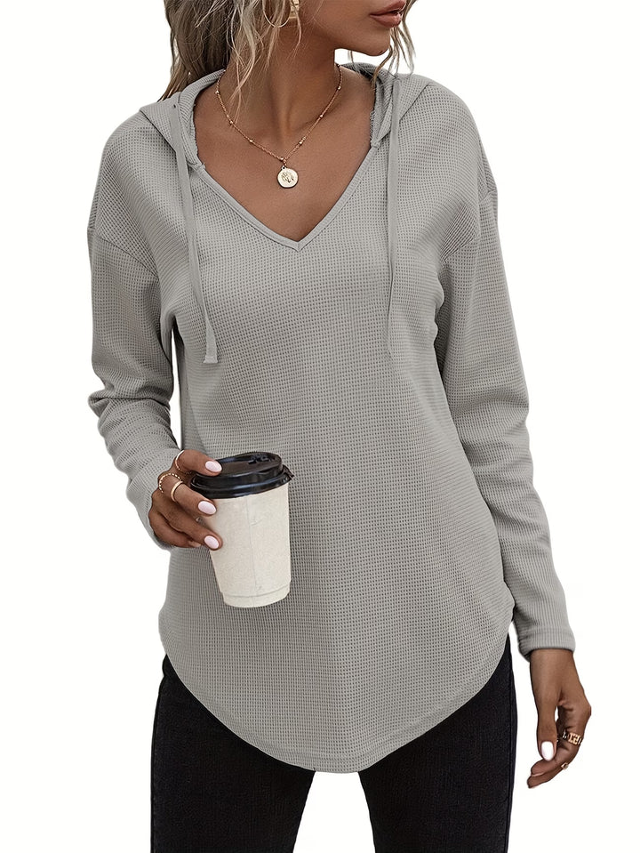 Seonie - Long Sleeve V Neck Hoodie