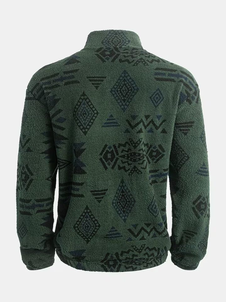 Witker - Plush Ethnic Mock Neck Sweatshirt