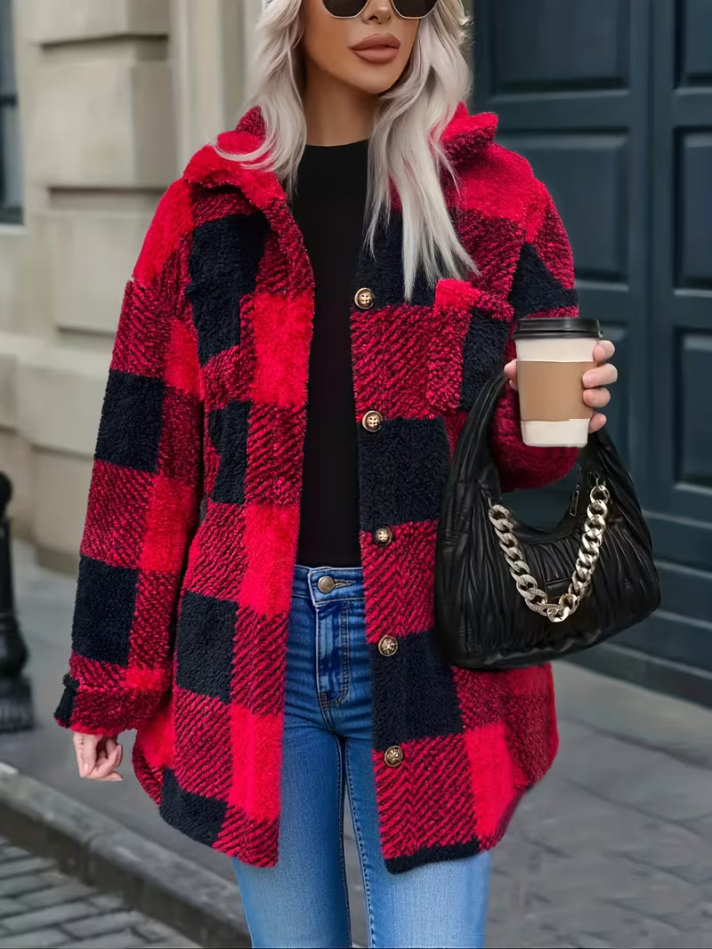 Zariana - Cross-Border Plaid Plush Jacket