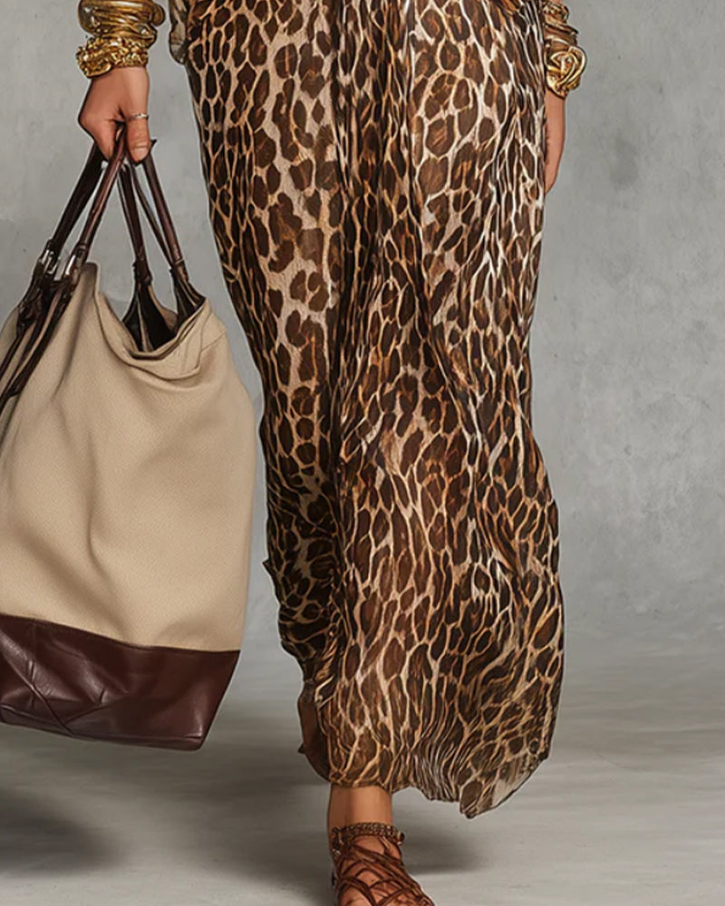 Ayrana - Leopard Print Twist Front Maxi Dress