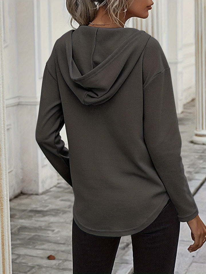Seonie - Long Sleeve V Neck Hoodie
