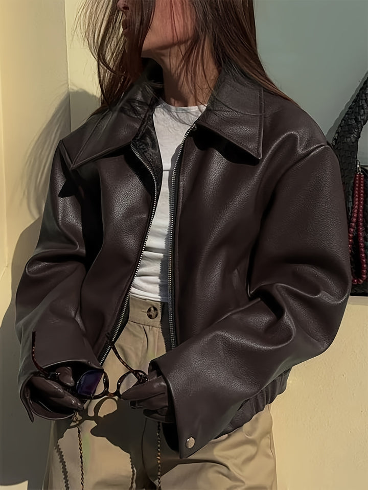 Thida - PU Leather Zip-Up Jacket