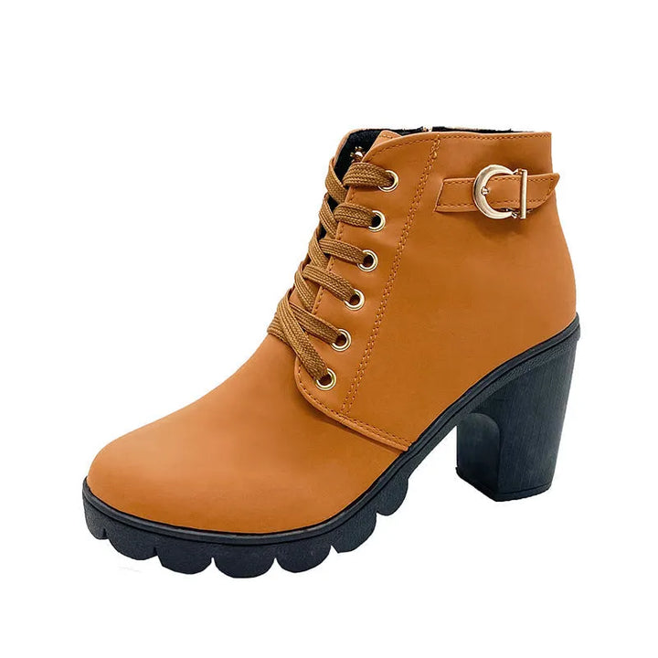 Wiltrud - Lace-Up Ankle Boots with Block Heels
