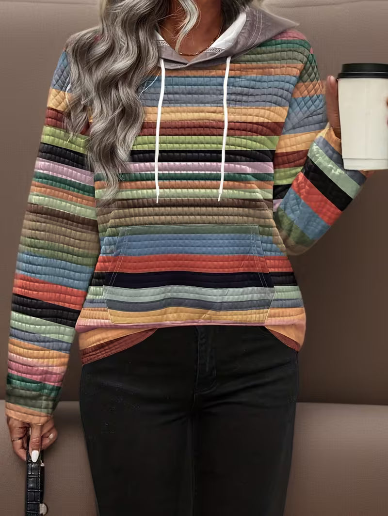 Bilisha - Striped Print Hooded Sweatshirt