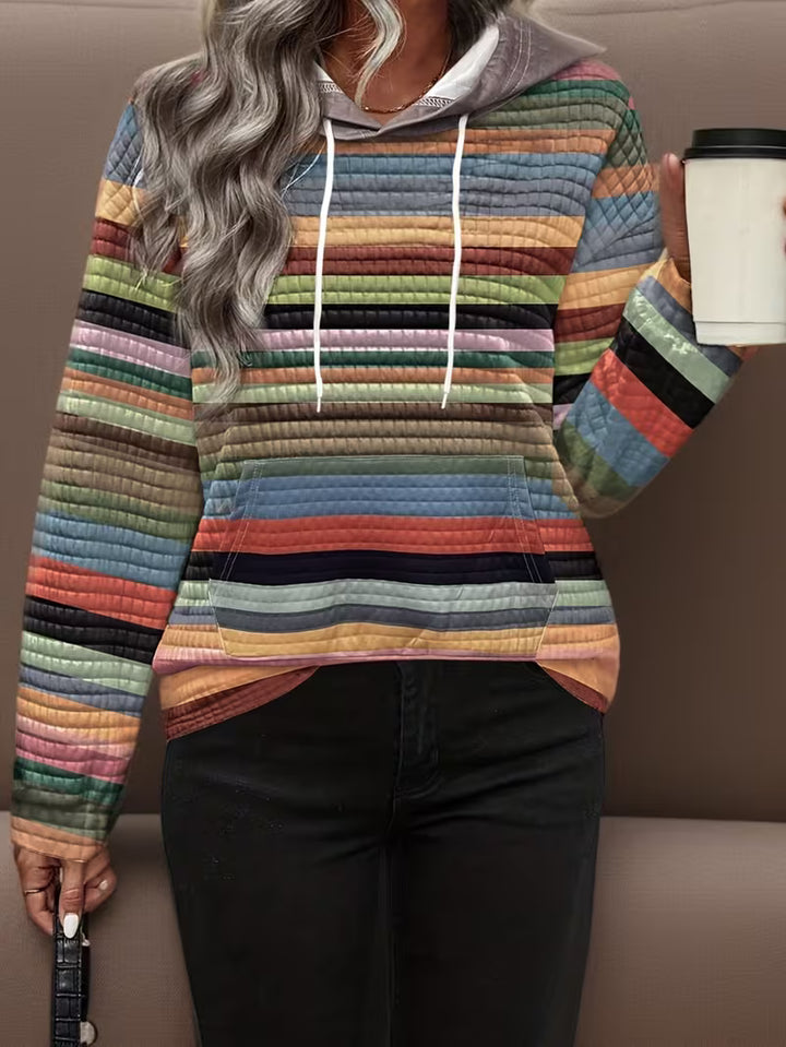 Bilisha - Striped Print Hooded Sweatshirt