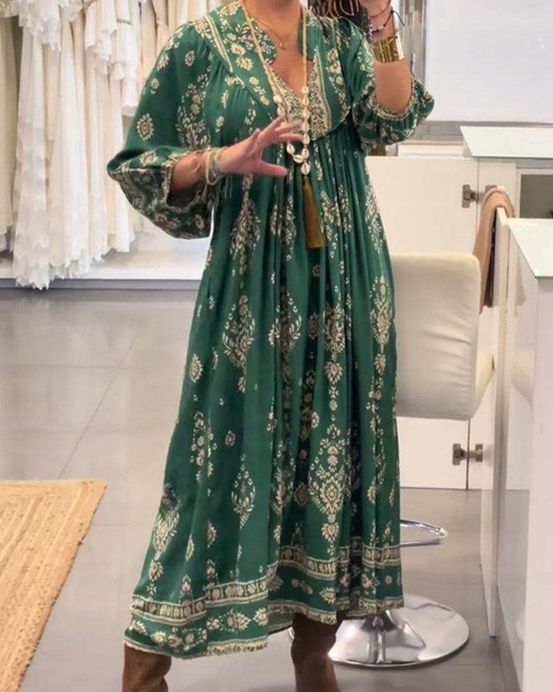 Zonia - Casual Printed Dress With Pockets
