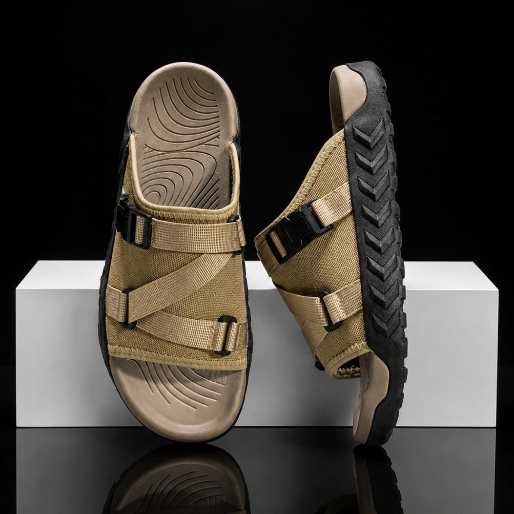 Hatton - Adjustable Cross-Strap Buckle Slide Sandals