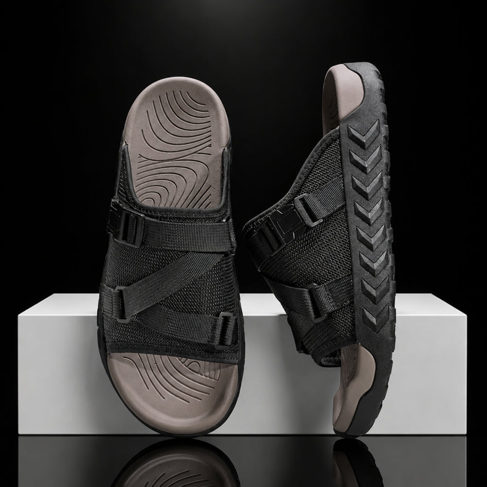 Hatton - Adjustable Cross-Strap Buckle Slide Sandals