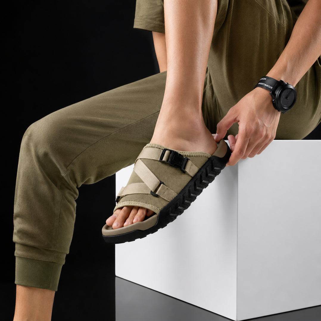 Hatton - Adjustable Cross-Strap Buckle Slide Sandals