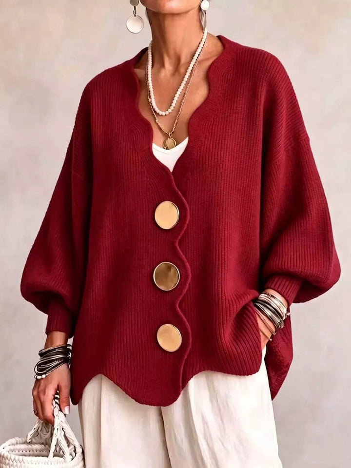 Gilian - Button-Up Cardigan With Scalloped Edge