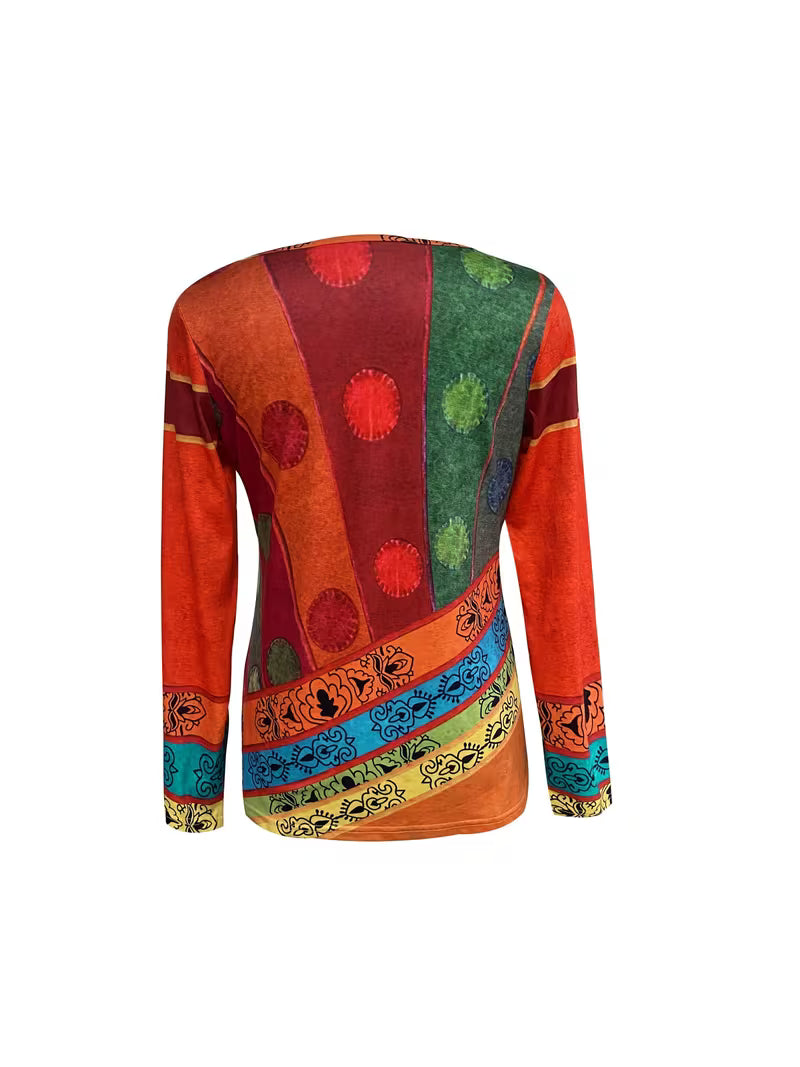 Kajia - Long Sleeve Blouse With Ethnic Print