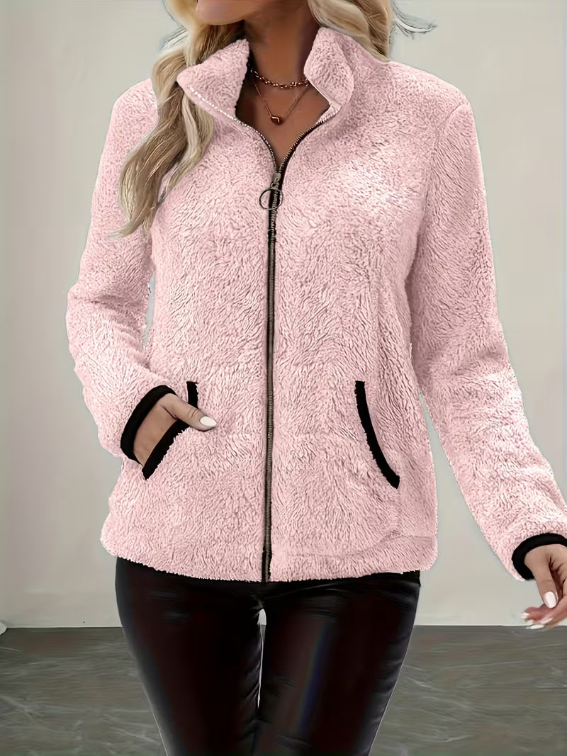 Galiena - Fuzzy Long Sleeve Zip-Up Jacket
