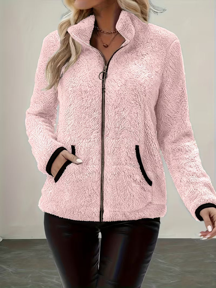 Galiena - Fuzzy Long Sleeve Zip-Up Jacket