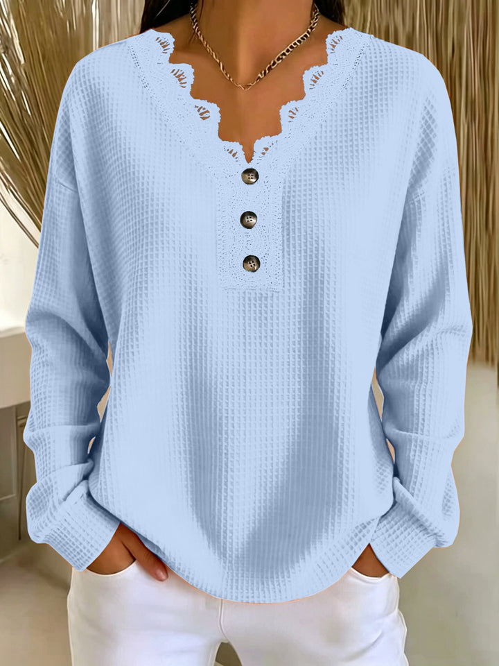 Aidana - Winter Long Sleeve Lace Top With Button