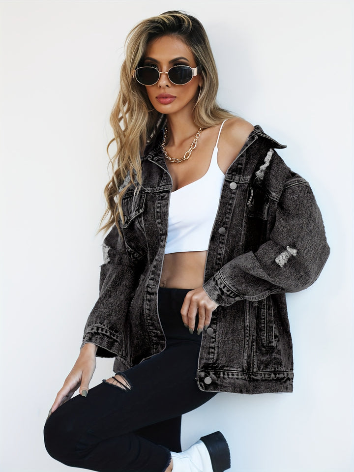 Keazjah - Wide Leg Denim Jacket