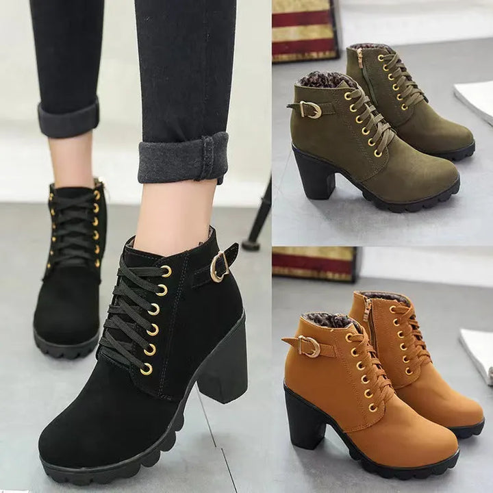 Wiltrud - Lace-Up Ankle Boots with Block Heels