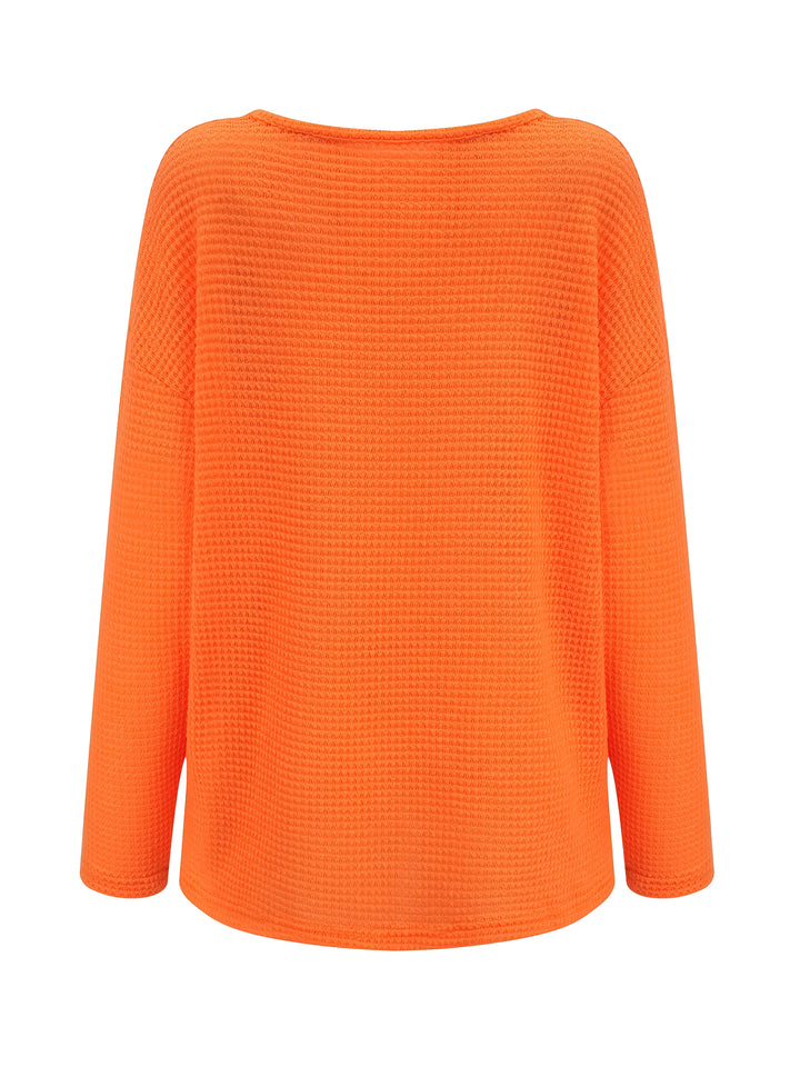 Bernice - Waffle Long Sleeve V-Neck Shirt