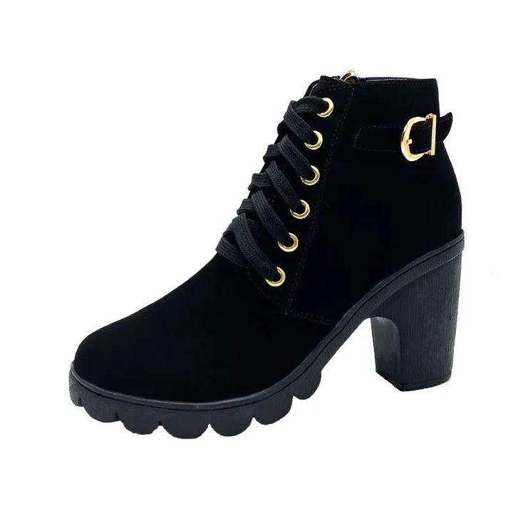 Wiltrud - Lace-Up Ankle Boots with Block Heels