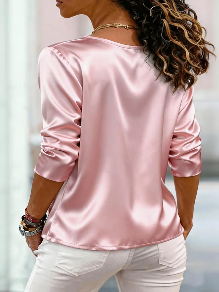 Belina - Satin Square Neck Button Top