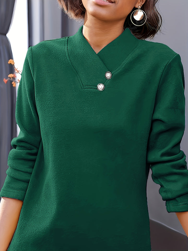 Bonya - Casual Long Sleeve V-Neck Collar Top
