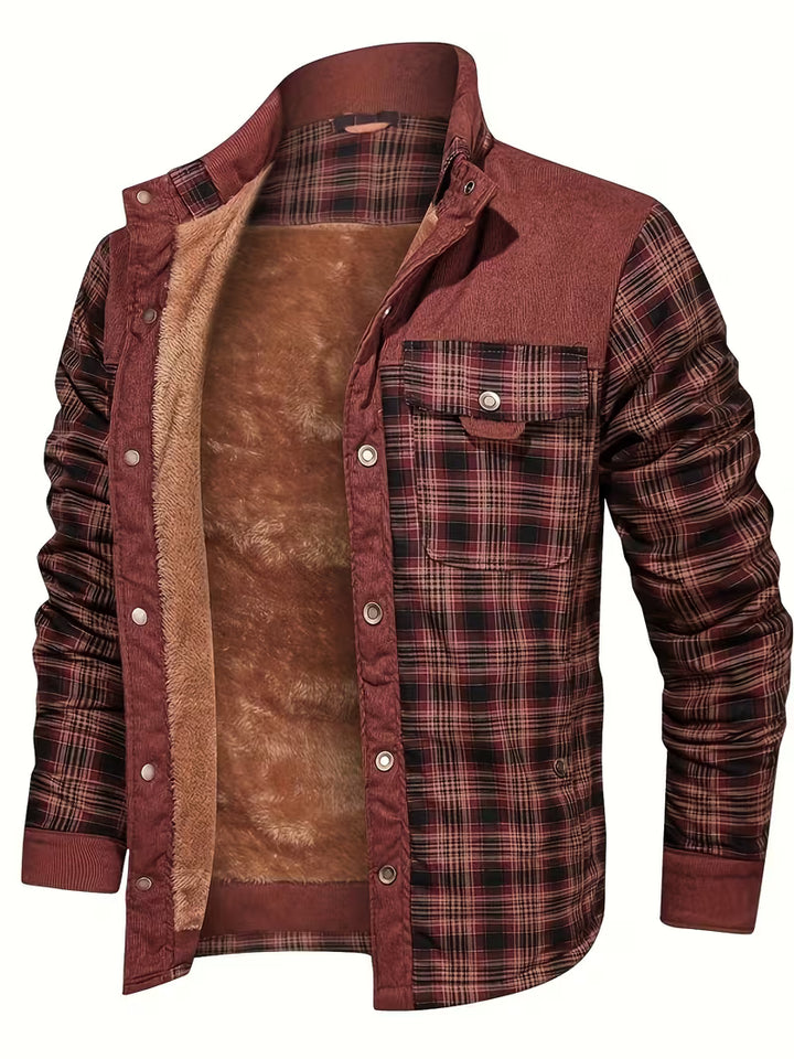 Kerrik - Plush Lined Lapel Plaid Jacket