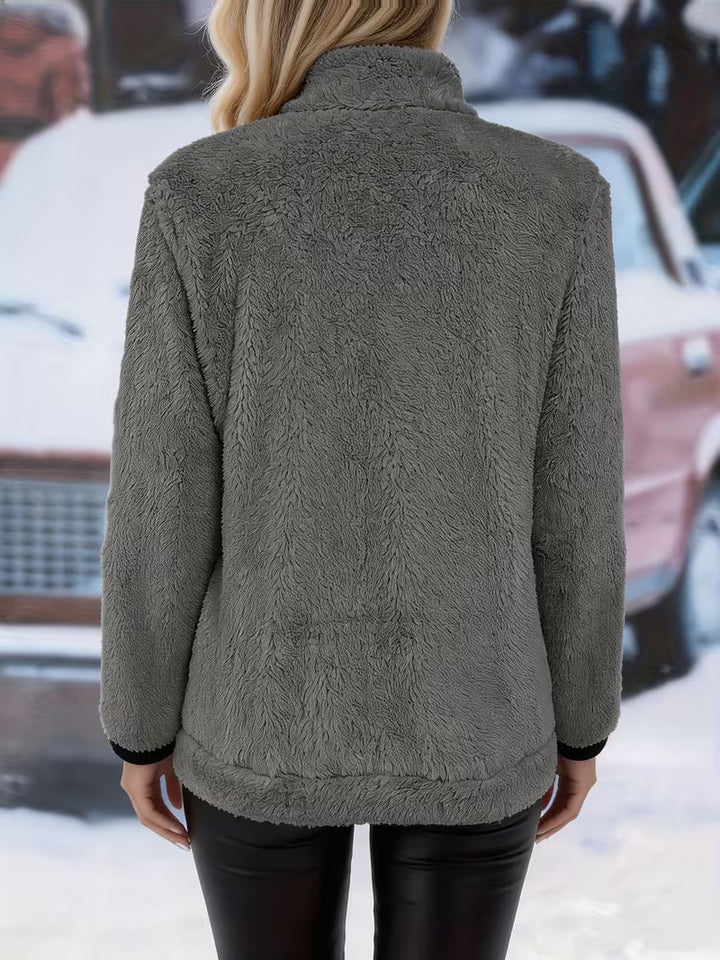 Galiena - Fuzzy Long Sleeve Zip-Up Jacket