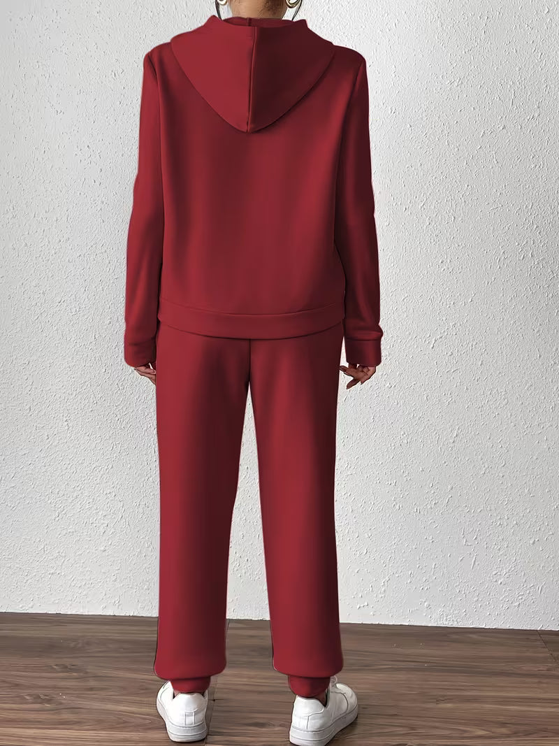 Feneila - Pearl-Embellished Hooded Two-Piece Set