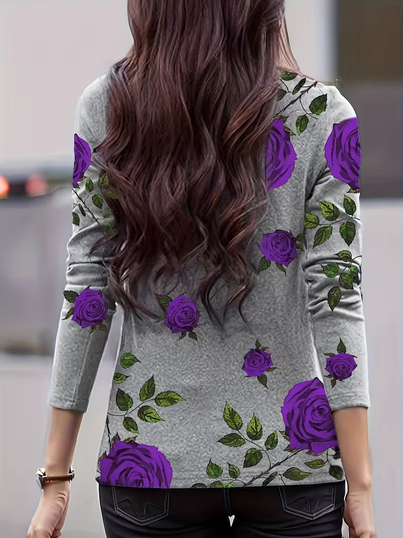Zunni - Floral Print Mock Neck Top